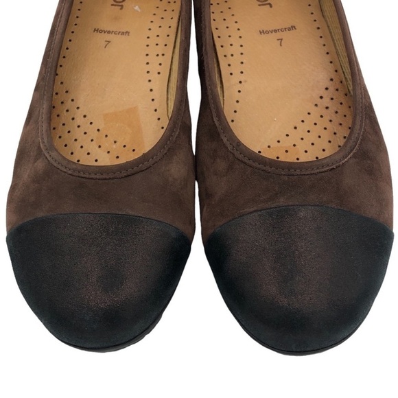 Gabor Hovercraft Raspa Cap Toe Ballerina Suede Flats in Two Tone Brown Size 7 - Picture 3 of 8